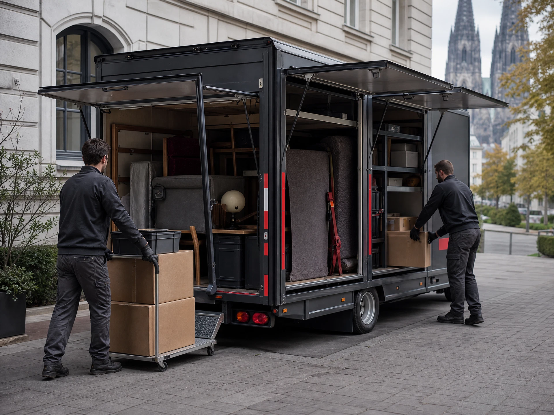 Sichere und geordnete Verladung mit Transportwagen und Hebehilfen