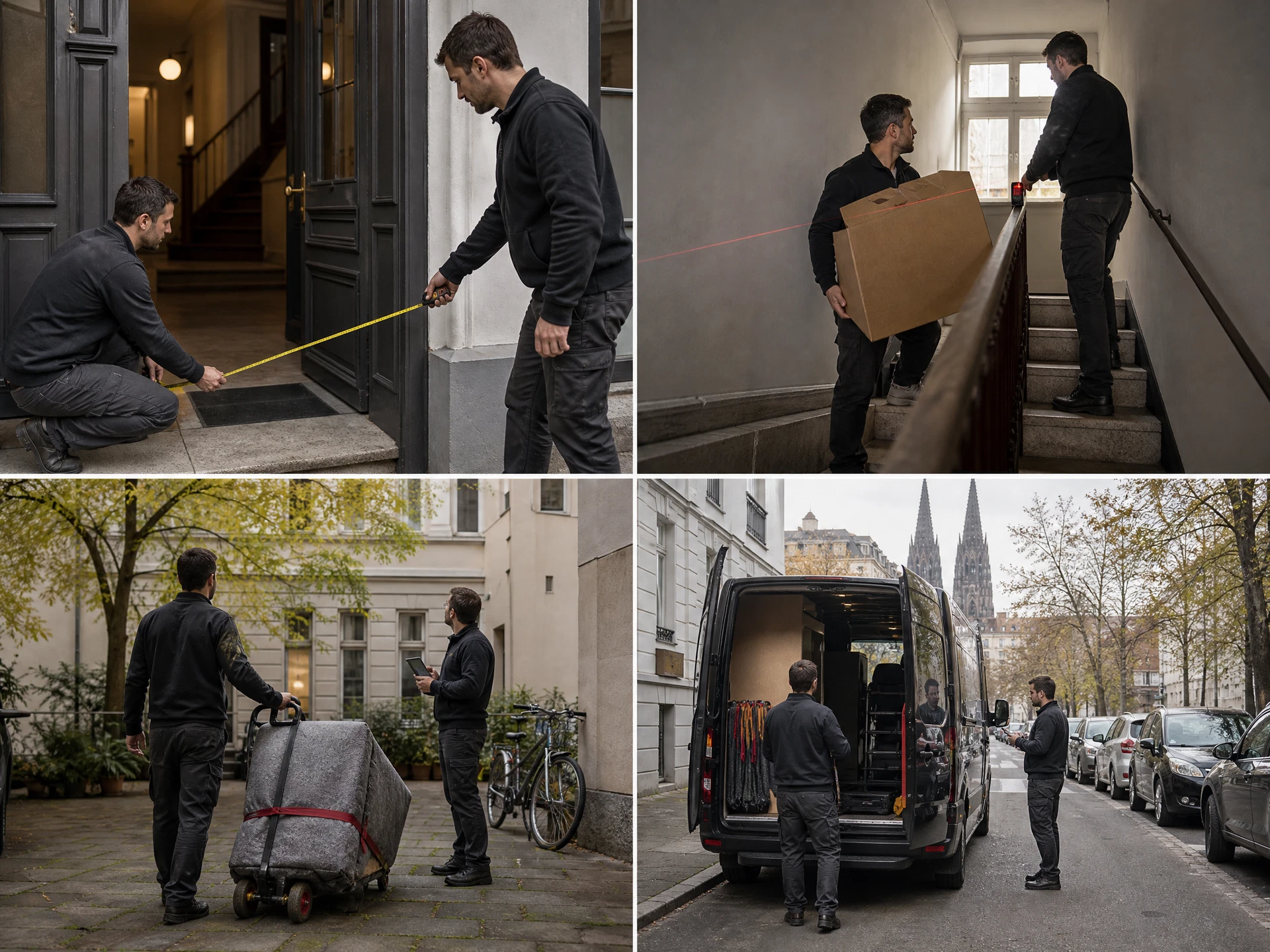 Prüfung von Zufahrt, Treppenhaus und Transportweg vor dem Einsatz