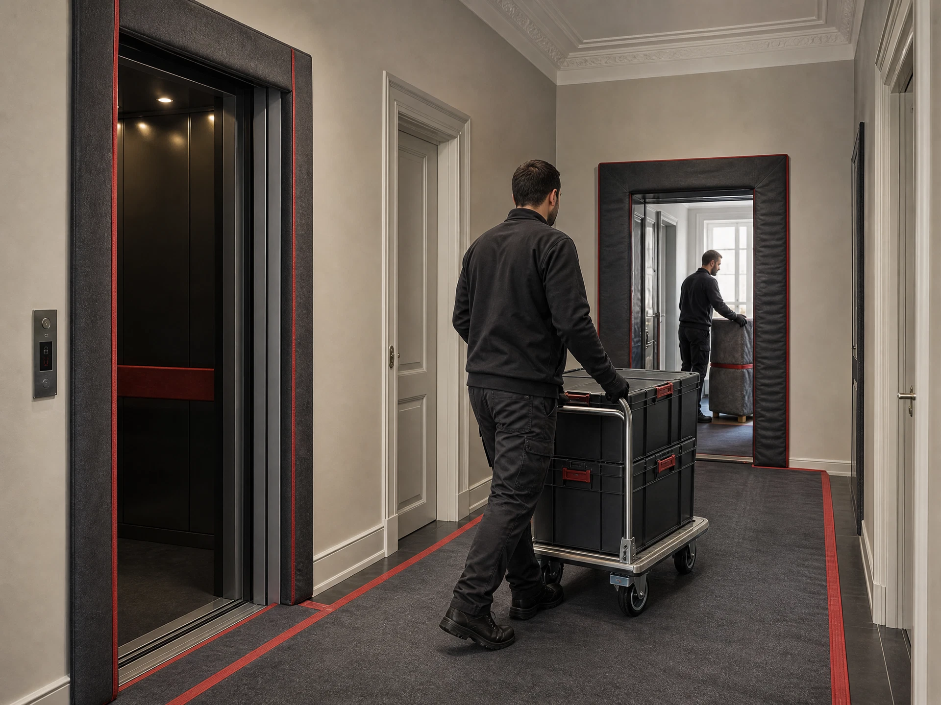 Geschützte Böden, Türrahmen und Transportwege bei einer Wohnungsauflösung